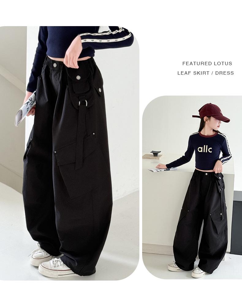 Girls' Korean Style Wide-Leg Cargo Pants - Spring/Autumn 2025 Collection