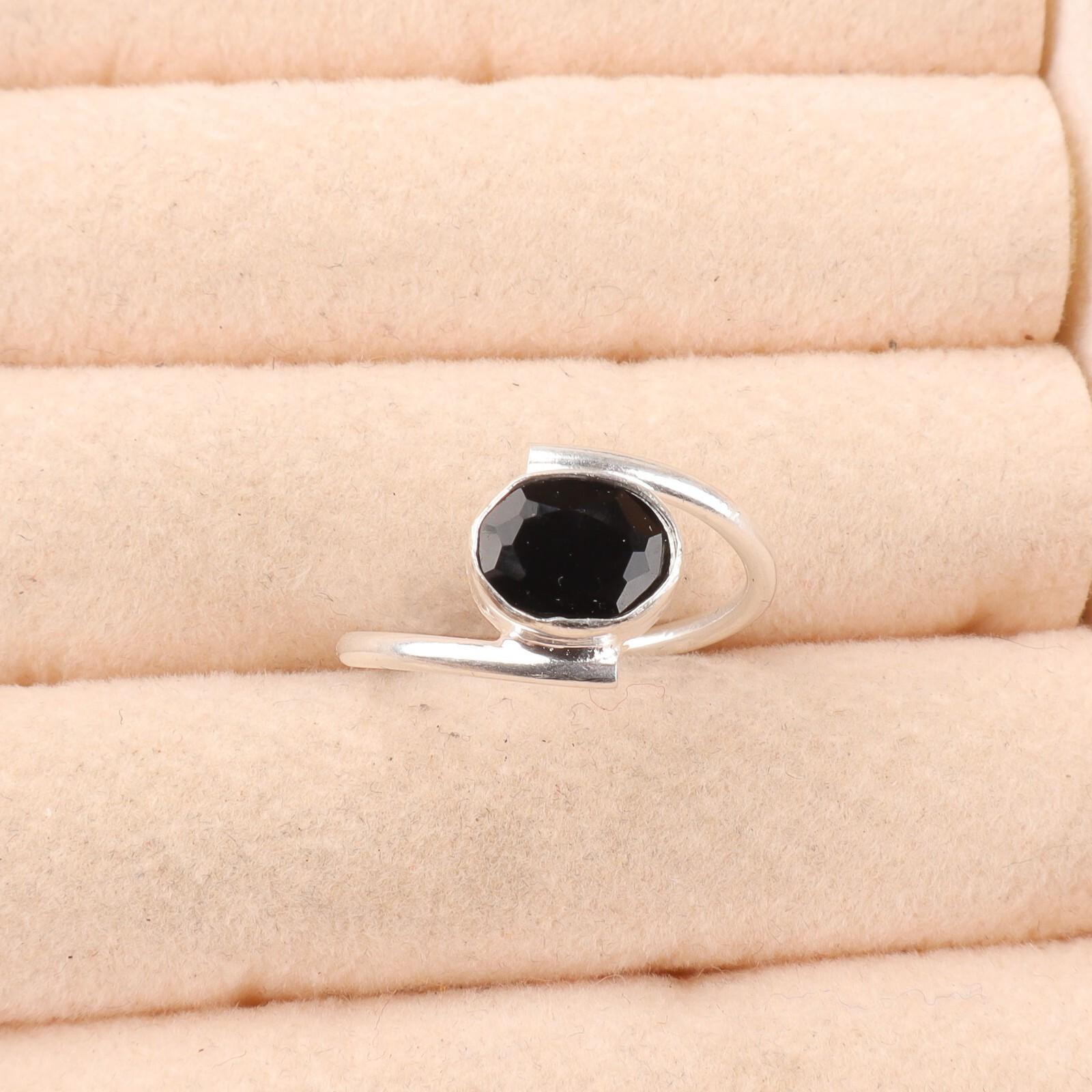 

Black Onyx Gemstone 925 Sterling Silver Jewelry Handmade Ring Anniversary Gift RR-31-13 13