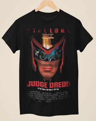 Judge Dredd Film Afişinden İlham Alan Unisex Siyah Tişört