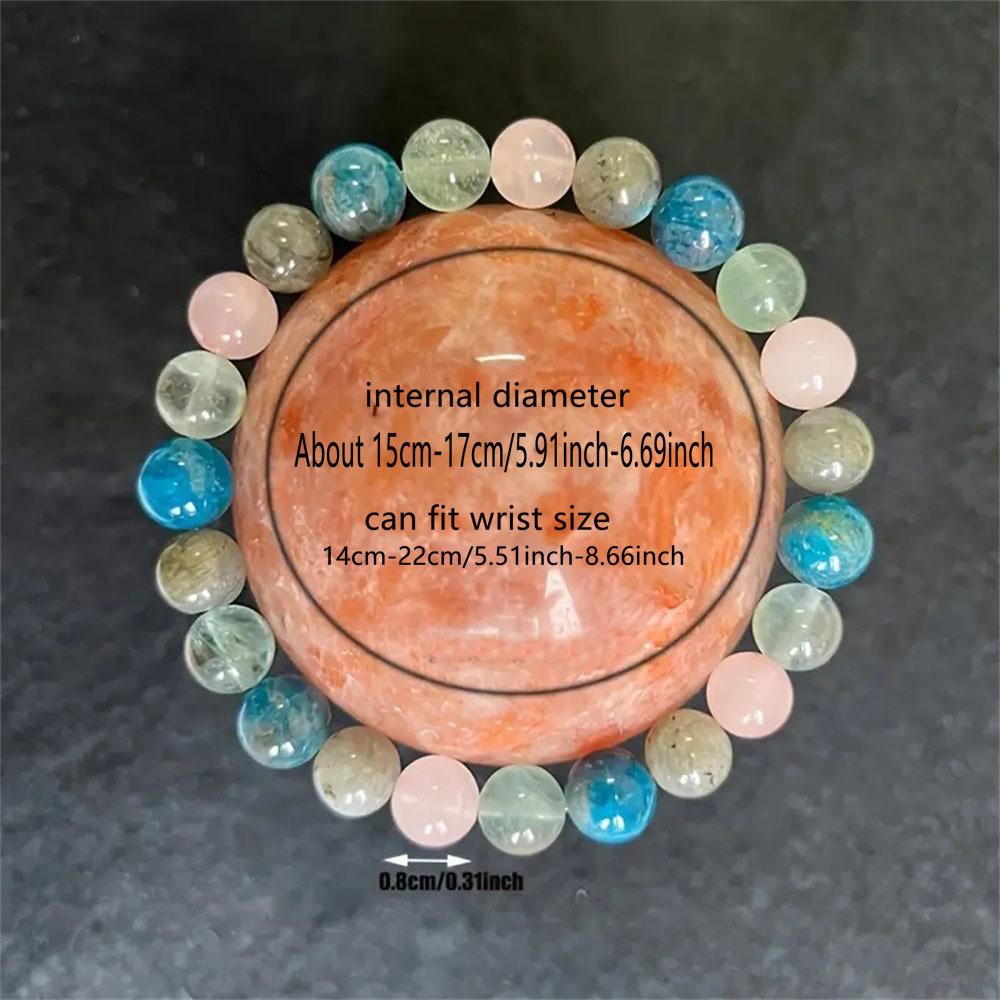 Festive Gifts Blue Apatite Rose Quartz And Green Prehnite Beaded Bracelet Fresh Fashion Jewelry For Men Women Daily Wear Simple Versatile Accessory