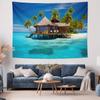 Seaside Style Wall Hanging  Tropical Island Landscape Decorative Fabric Tapestry