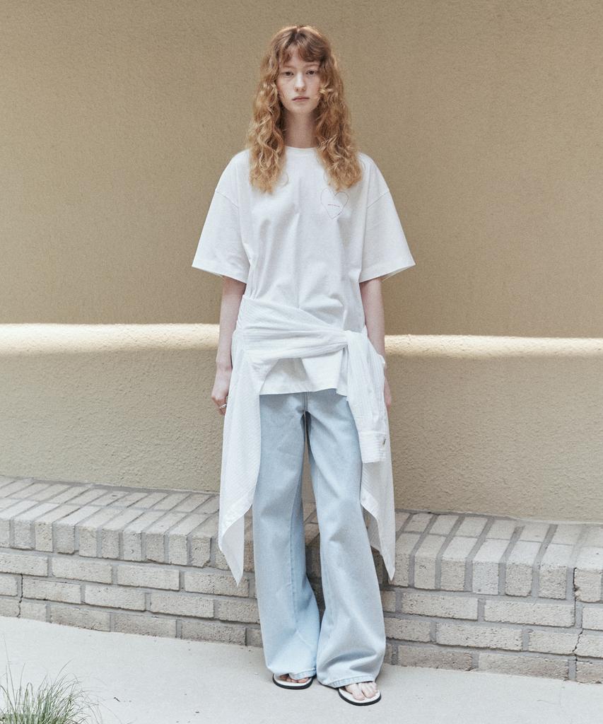 ARTID Heart Graphic Oversized Short Sleeve T-Shirt_White