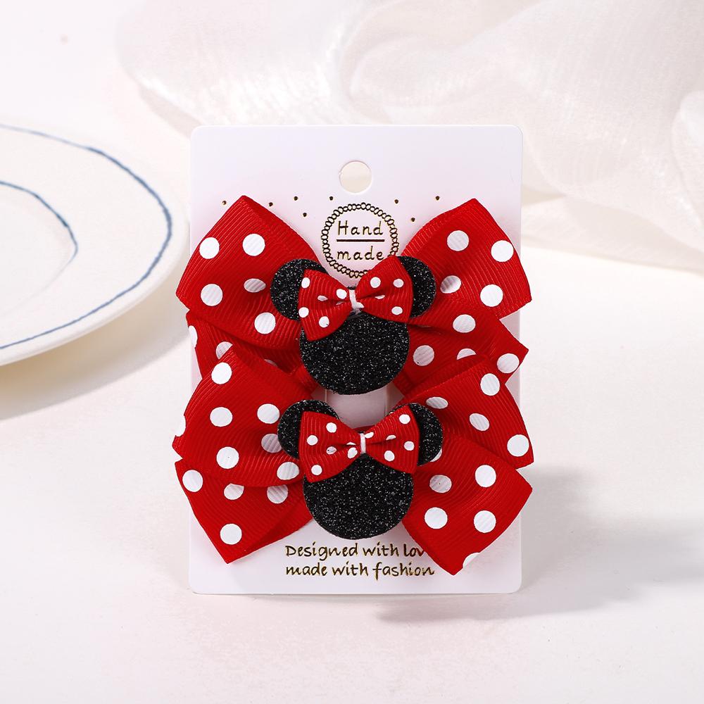 2Pcs/lot 3.9inch big bows hair bangs clip for little girls cartoon party headdress sweet polka dot bow hair clip set