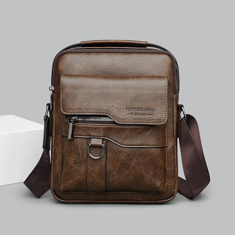New Messenger Bag Men's Shoulder Bag Retro Vertical Portable Business Men's Bag Casual Men's Leather Bag Satchel