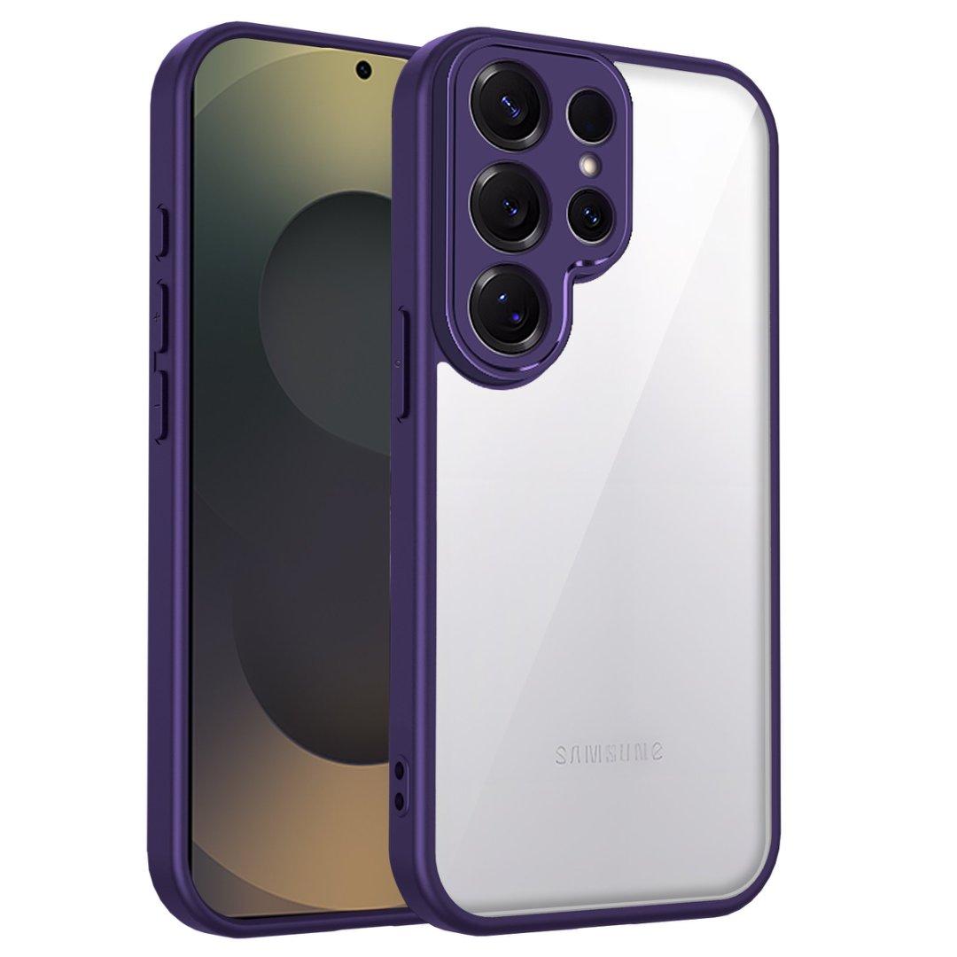 

Прозрачный мягкий чехол для телефона для Samsung Galaxy S25 S24 S23 S22 Plus Ultra S21 S20 FE Противоударный защитный чехол Твердая акриловая оболочка for Galaxy M55 5G фиолетовый