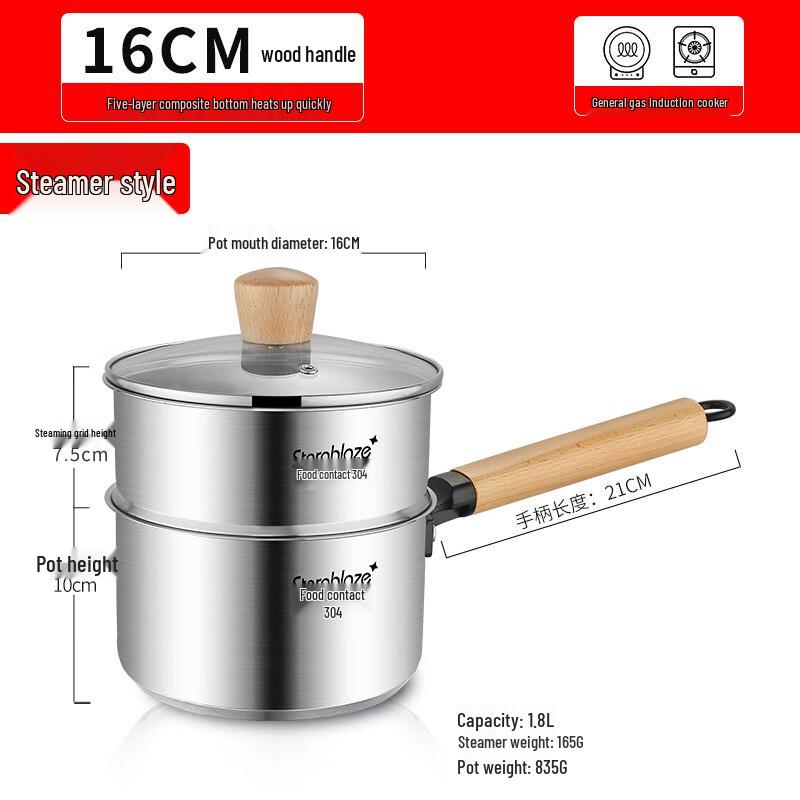 Triceratops 304 Stainless Steel Baby Food Steamer Milk Pot