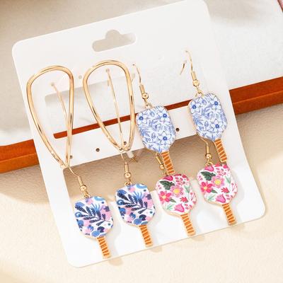 1 Pair of Floral Print Earrings Creative Romantic Temperament Simple Geometric Ear Jewelry Women's Pastoral Earrings