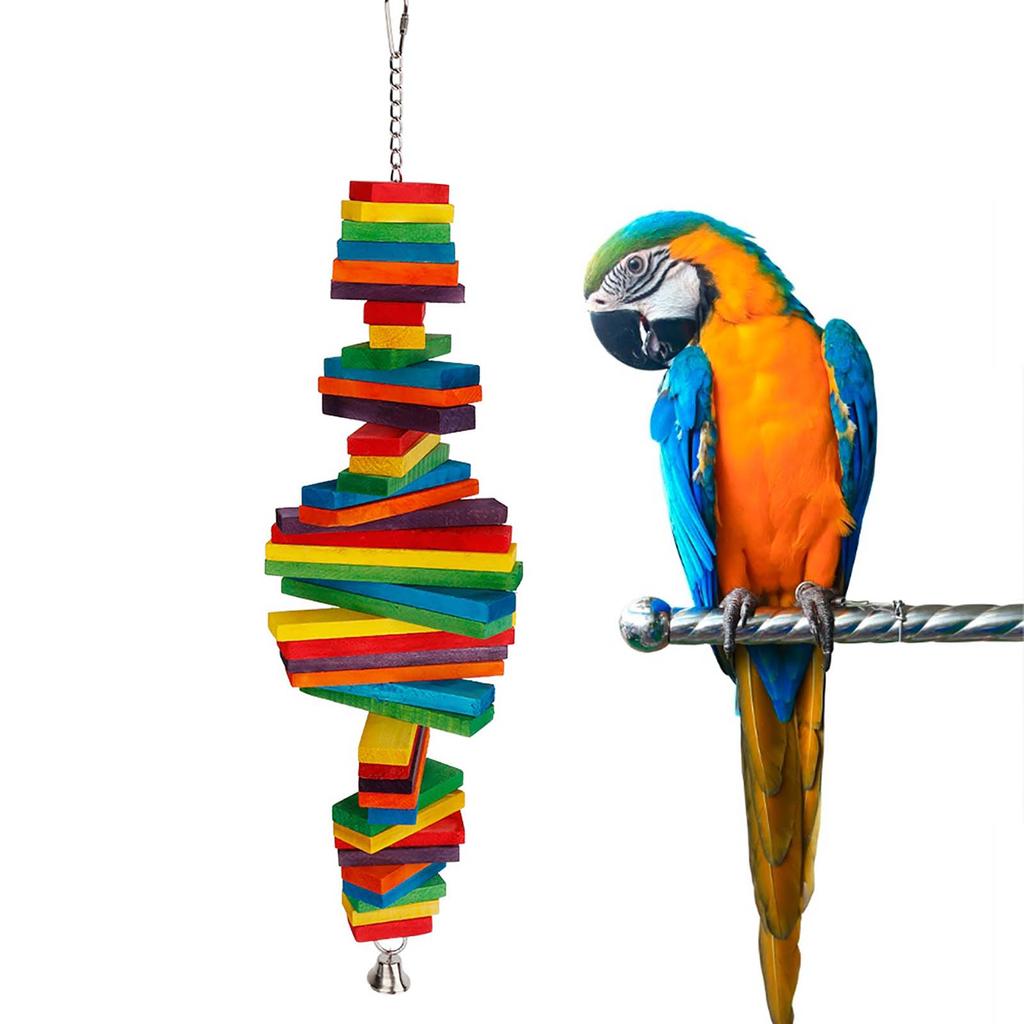 Bunte hölzerne Vogel-Hängeschaukel, Papagei, beißendes Kauspielzeug, Zubehör, zufällige Farbe
