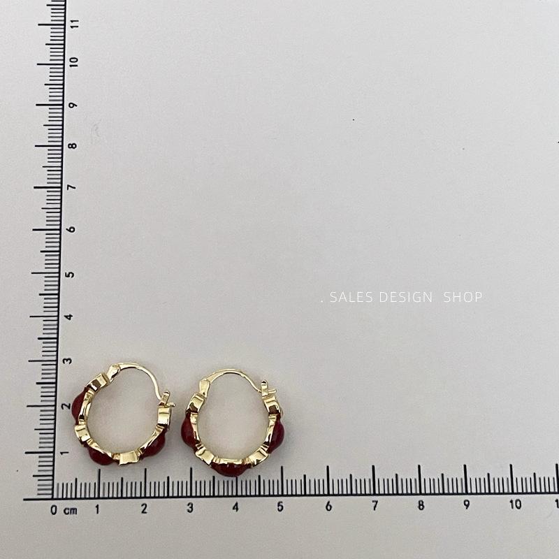 French Retro Drip Glaze Zircon Hoop Earrings - Artistic, Luxurious, Versatile