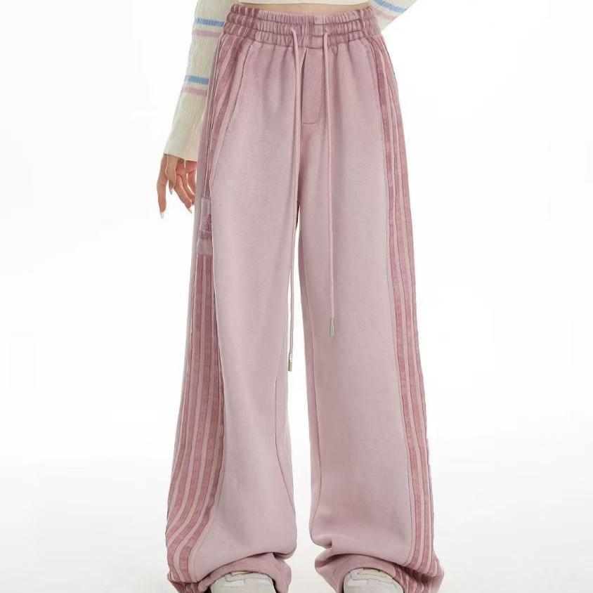 Casual Pants Women Moisture Wicking Wide Leg  Color Block Lace Long Pants Sporty for Trendy Outfits