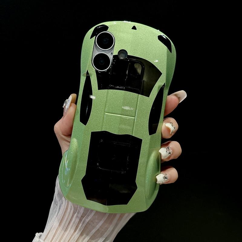 

Роскошный автомобильный дизайн глянцевый чехол для телефона iPhone 16 Pro Max 15 Plus 14 Pro 13 12 11 мягкий силиконовый противоударный тонкий жесткий чехол-бампер для ПК iPhone 14 зелёный