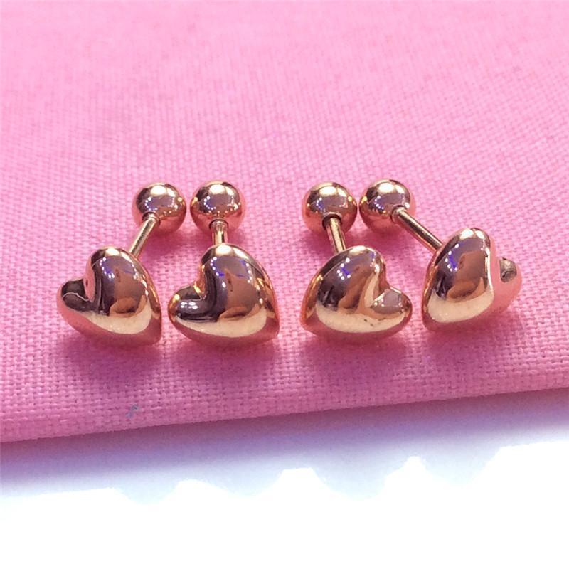 Purple Gold Love Stud Earrings, Simple And Exquisite Niche Temperament, Rose Gold-Plated Color Gold Ear Buckle