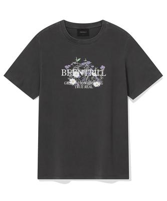 BEENTRILL Women'S Essential Flower Logo Short Sleeve T-Shirt (Charcoal)