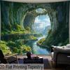 2D Verzauberte Natürliche Höhlenlandschaft Wandteppich, Heim-Hintergrundtuch für Ästhetisches Zimmer