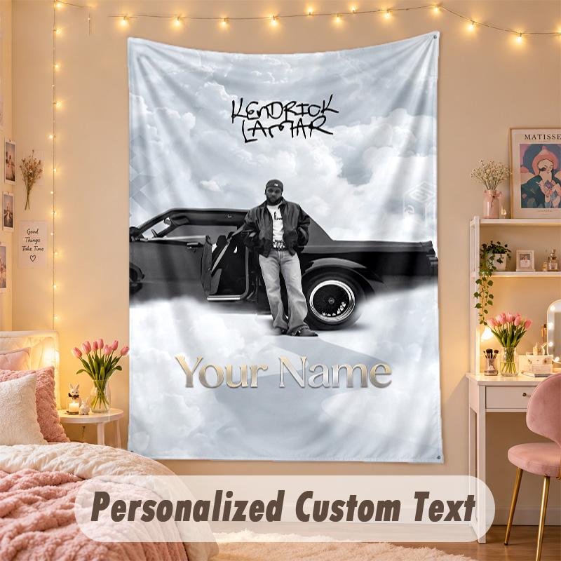 Custom Personalized Tapestry,Kendrick Lamar Print Custom Name Text Wall Art Hanging for Bedroom