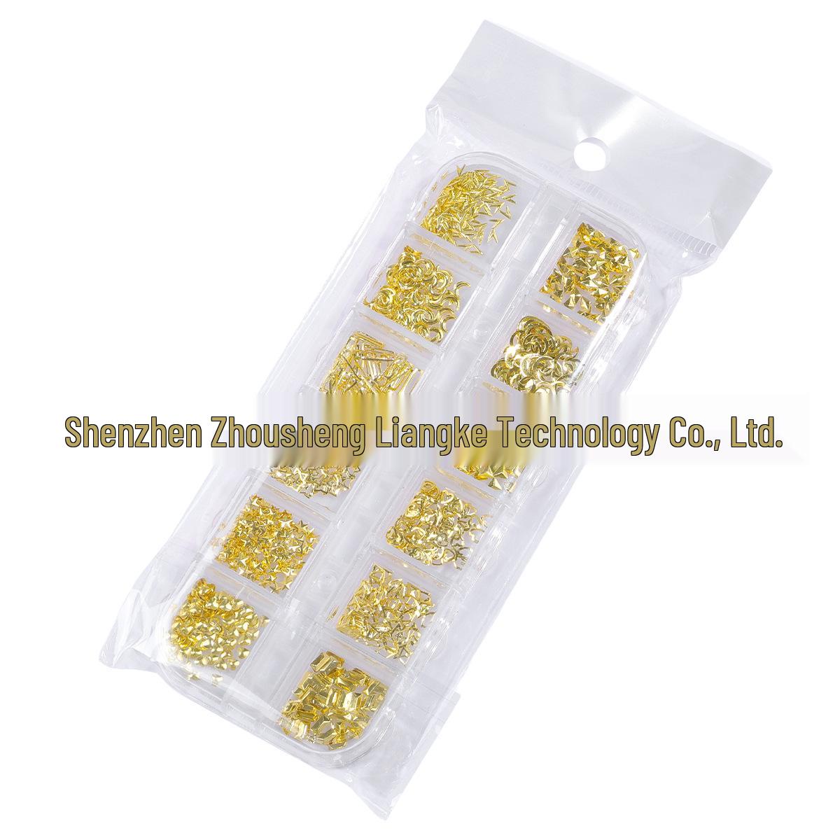 Gold Alloy Star Stud Rivet Nail Art Set - Metal Nail Accessories