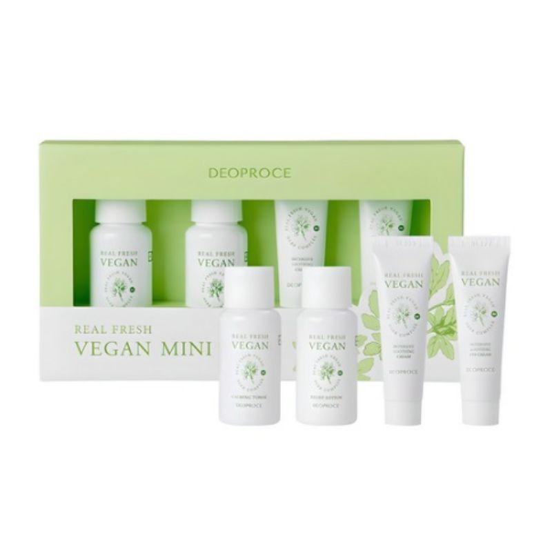 DEOPROCE Real Fresh Mini Skincare Kit – Travel Set (Toner 30ml + Lotion 30ml + Cream 10ml + Eye Cream 10ml)