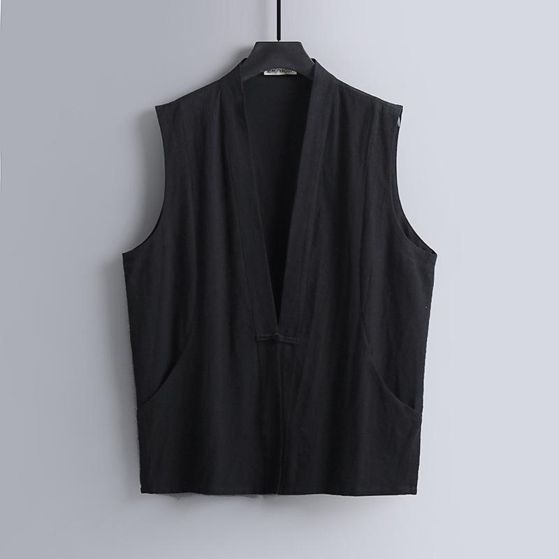 Men's Sleeveless Summer Linen Vest - Chinese Style Retro Tang Suit Waistcoat with Frog Button