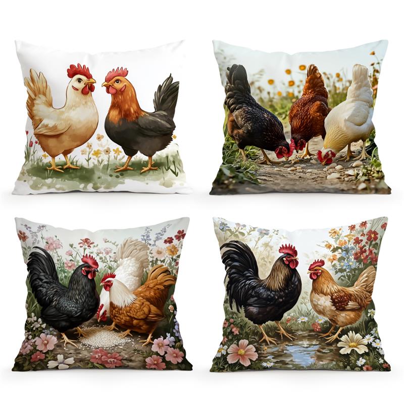 1 Stück Hahn Kissenbezug Für Zuhause Wohnzimmer Schlafzimmer Sofa Büro Dekorative Kissenhülle Weiche Kuschelkissen 45X45cm