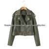 Women's Versatile Retro Leather Motorcycle Jacket - Short, Stylish Spring/Autumn Coat