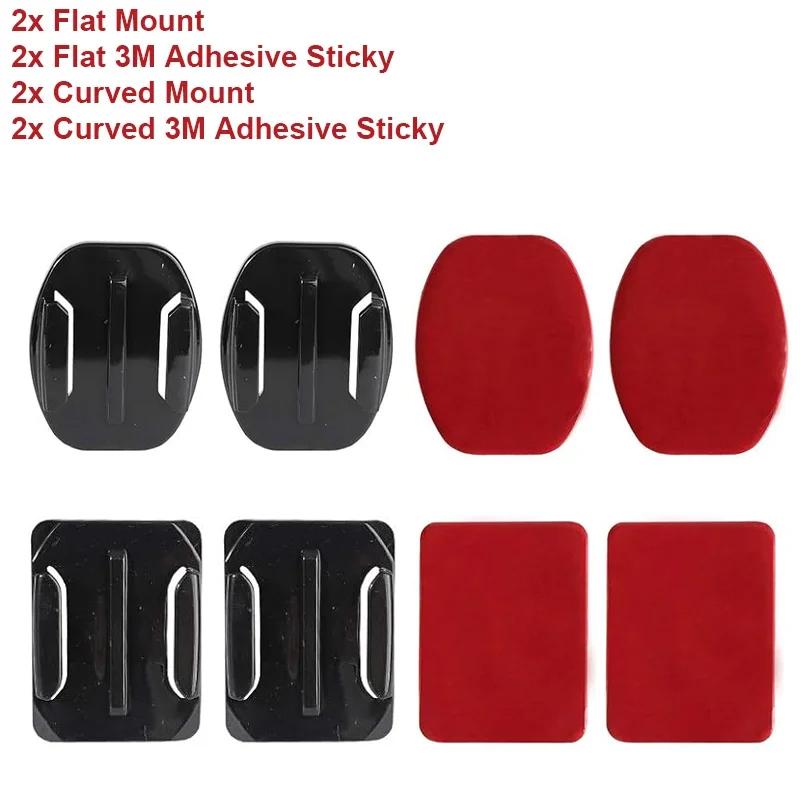 Plakbare Helmbevestiging Vlakke & Gebogen Basis met 3M Waterdichte Tape, Actiecamera Dashboard Plakbevestiging voor GoPro Hero 13 12