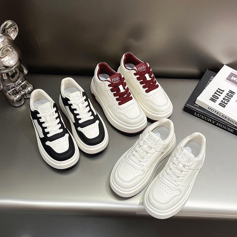 Fashion 2024 New Women's Shoes Leather Flat Shoes Spring Autumn Chunky Breathability Casual Sneakers Zapatillas Mujer