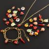 2 Stück bunte Emaillierte Lebensmittel-Anhänger DIY Erdbeere Chili-Pfeffer Kaffee Metall-Anhänger für Schmuckherstellung Halsketten Armbänder