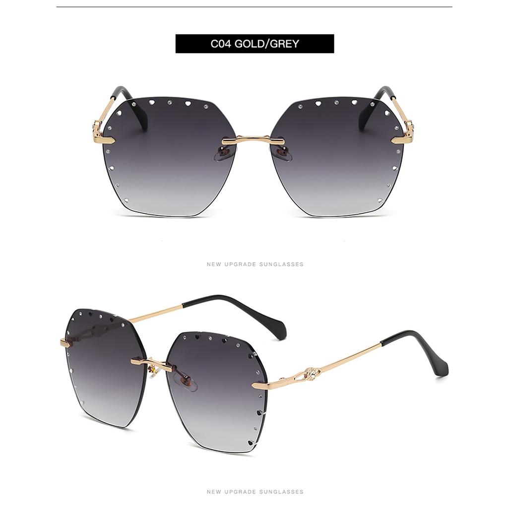 European And American Hollow Out Dotted Diamond Polygon Sunglasses Without Frame