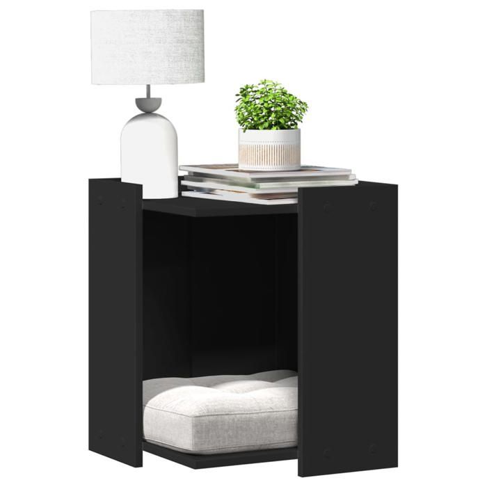 VidaXL Cat Litter Box Furniture Black Engineered Wood 857743