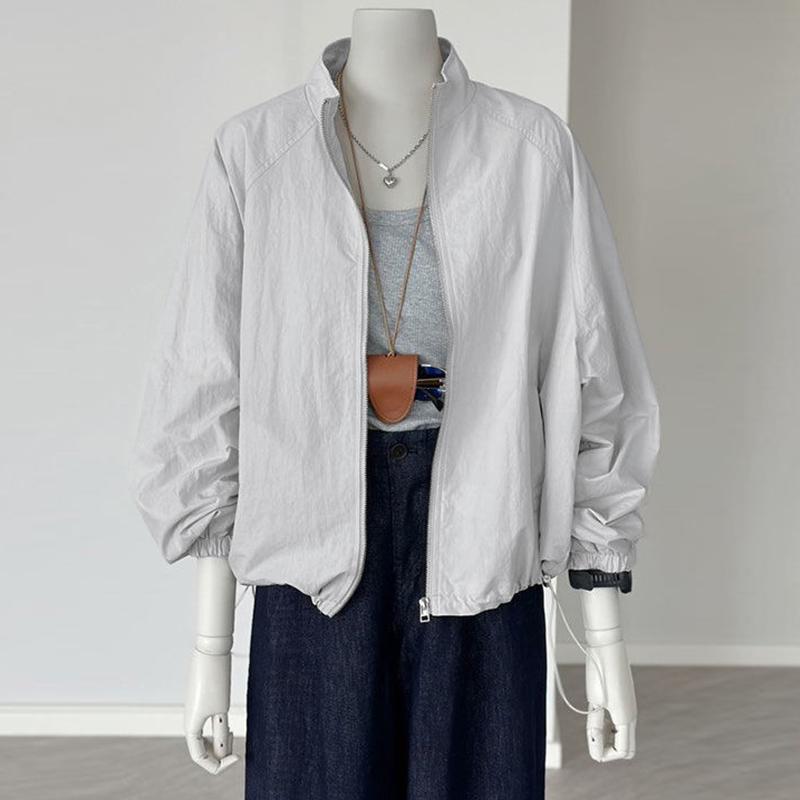 Women's Fashion Stand-Up Collar Lightweight Sunscreen Jacket - Casual Summer Windbreaker
