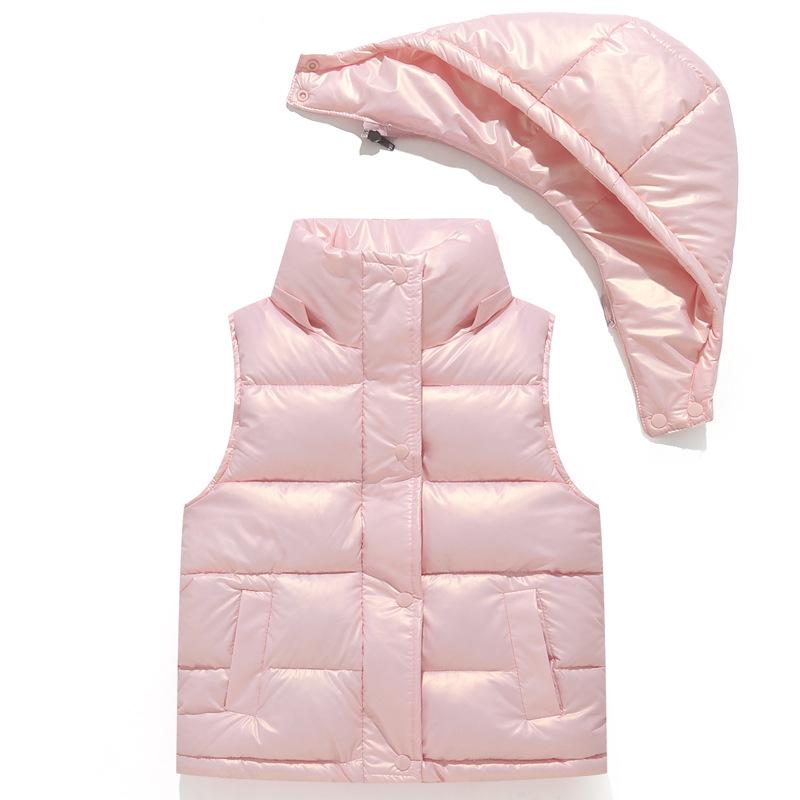 

Kids Hooded Down Cotton Vest: Thickened Sleeveless Jacket for Girls (Autumn/Winter). 160 cm розовый