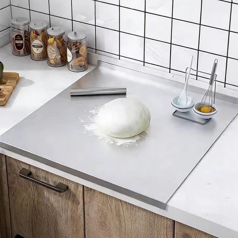 201 Stainless Steel Large Cutting Board Food Safe Baking Mat Durable Pastry Board for Dough Kneading Home Kitchen Baking