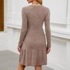 Vestido de Suéter hasta la Rodilla para Mujer Manga Larga Cuello Redondo con Bolsillos Casual Invierno