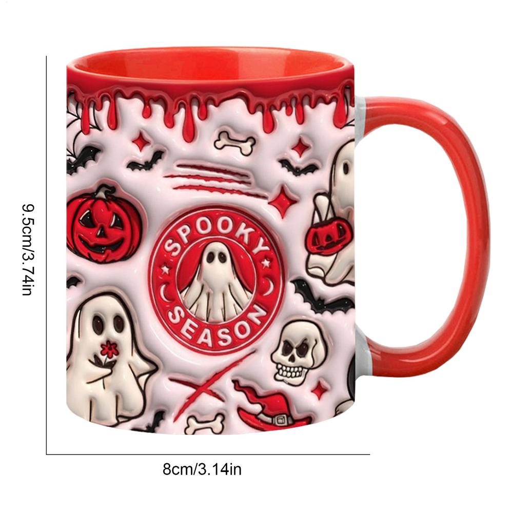 Halloween Gift Ceramic Ghost Mug 3D Milk Mug with Handle Ceramic Tea Mug 350ml Spooky Espresso Cup for Coffee Tea Milk Beverages
