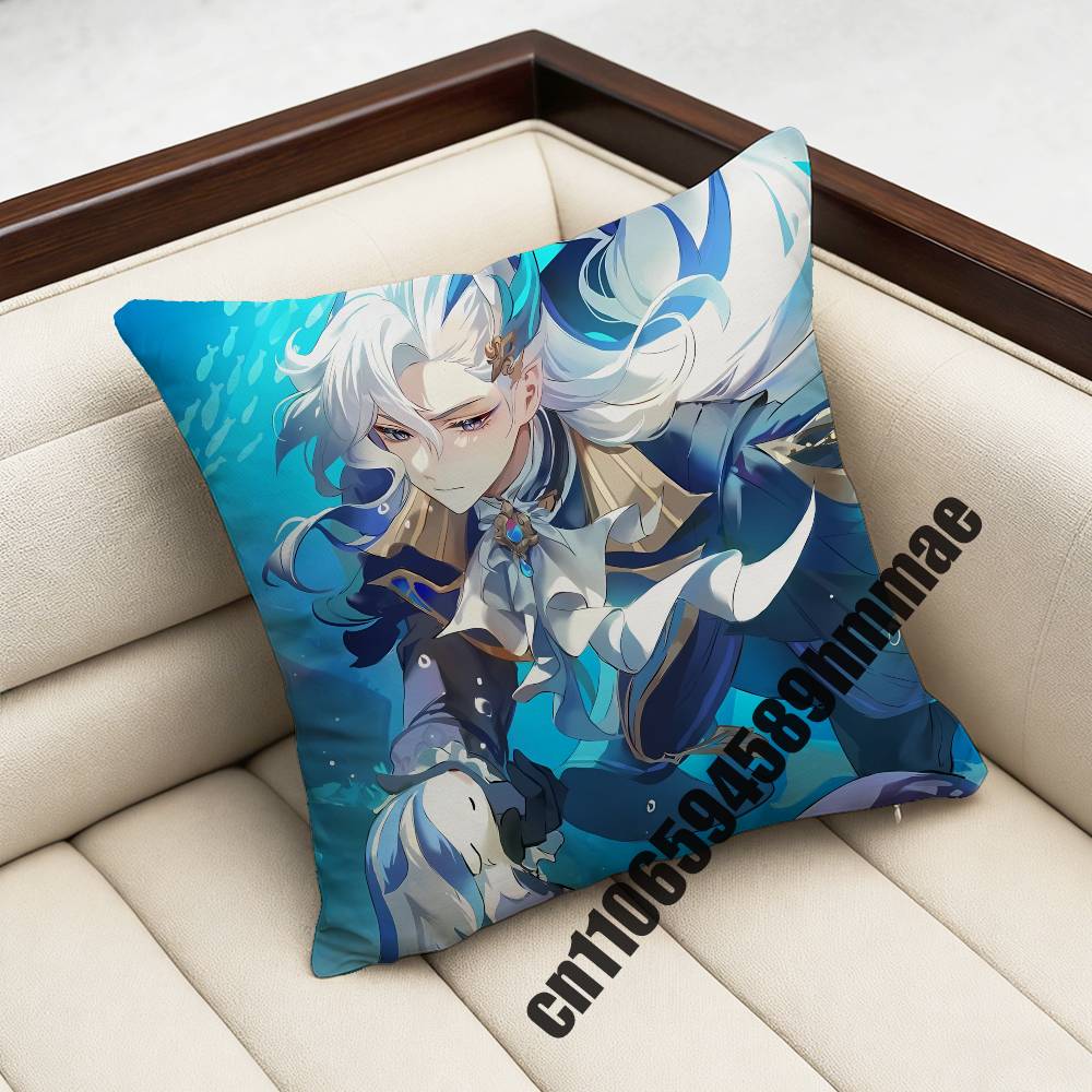 Genshin Impact Neuvillette Throw Pillow Case Sham 45X45Cm 35X35Cm Square Home Pillowcase Cushion Cover