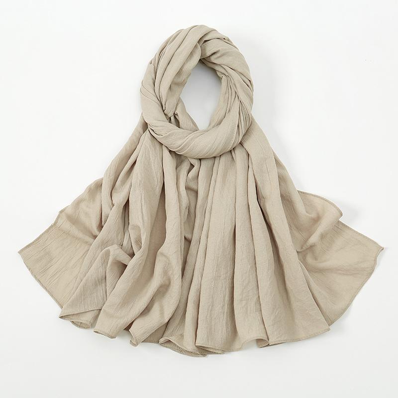 New Muslim Hijabs For Women Scarf Plain Long Shawls Femme Musulman Soft Crinkle Cotton Headscarf Wraps Islamic Turban Headband