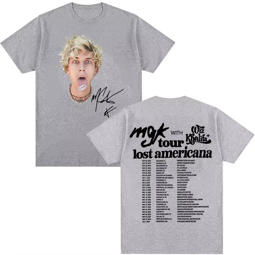 MGK Lost Americana Machine Gun Kelly Tour 2026 T Shirts Unisexs Retro Gothic Fashion TShirt Pure Cotton Tees Hip Hop Streetwear
