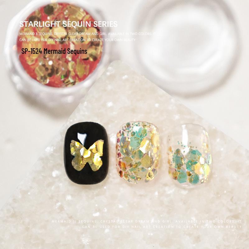 Mermaid Nail Art Mixed Glitter Sequins - Irregular Hexagon Shapes for Decoration