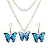 Fashion Choker Chain Pearl Necklace Earrings Sets for Women Zircon Cute Colorful Butterfly Gold Color Chain Vintage Jewellery