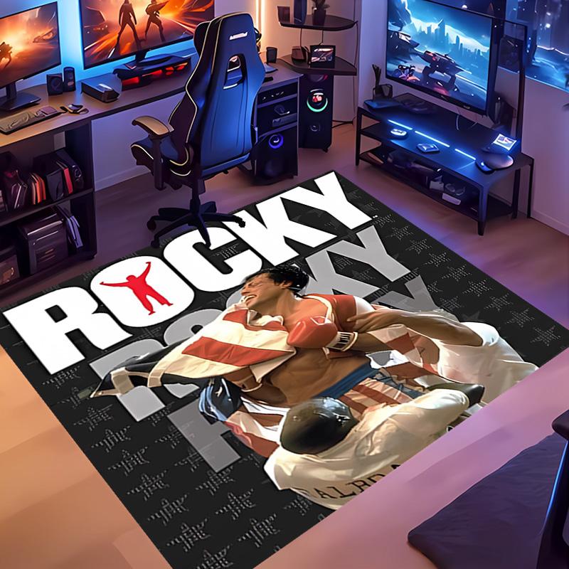 The Champion of Boxing Rock-y-Themed Entrance Mat,Non-Slip Mat Area Rug,Room Decor,Outdoor Decor,Kitchen Rug,Doormat - Machine Washable,Easy to Clean
