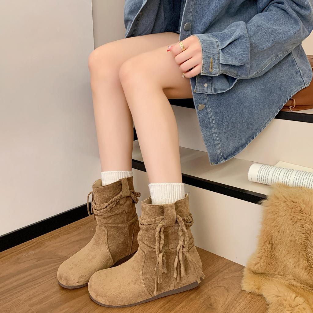 Retro Versatile Pile Boots Short Boots Women's 2025 Autumn and Winter New Simple Commuter Fashion Martin Boots Fashion Boots Tide