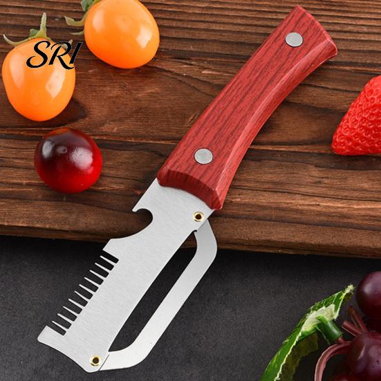 Meal Prep Kitchen Gadget Vegetable Peeler with Wooden Handle Stainless Steel Blade Tool Comfortable Built-in Bottle Opener for Peeling And Slicing