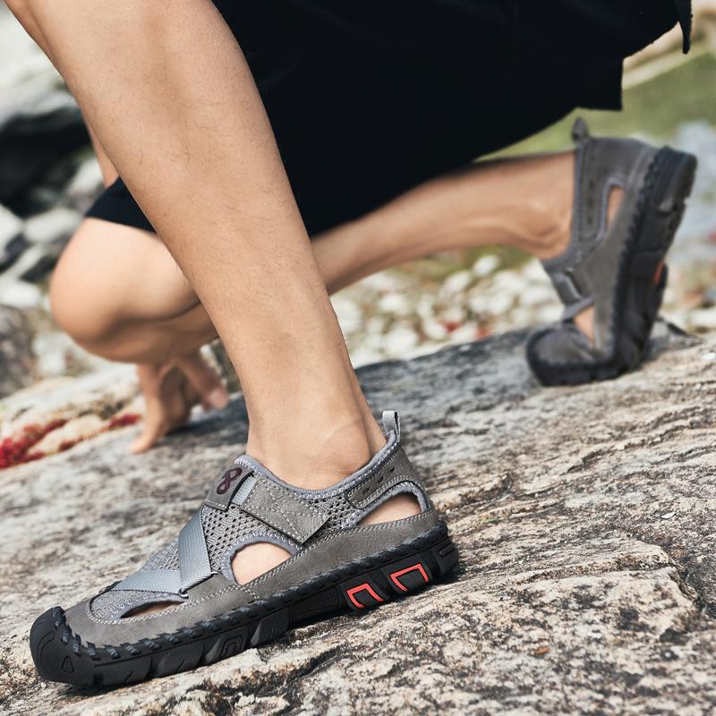 Sandale de vară pentru bărbați, mărime mare 46, confortabile, cu arici, sandale de plajă pentru bărbați, sandale cu platformă antiderapante pentru exterior, sandalia masculina