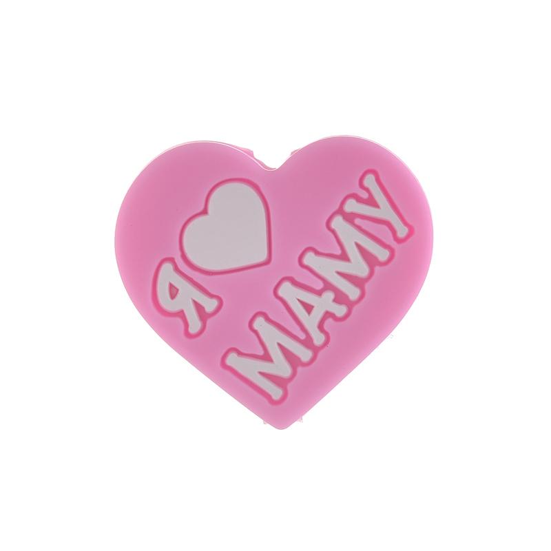 

10Pcs 18x20mm Heart Teether Beads Print letter Silicone Teething Beads For Jewelry Making DIY Nursing Pacifier Chain Accessories розовый
