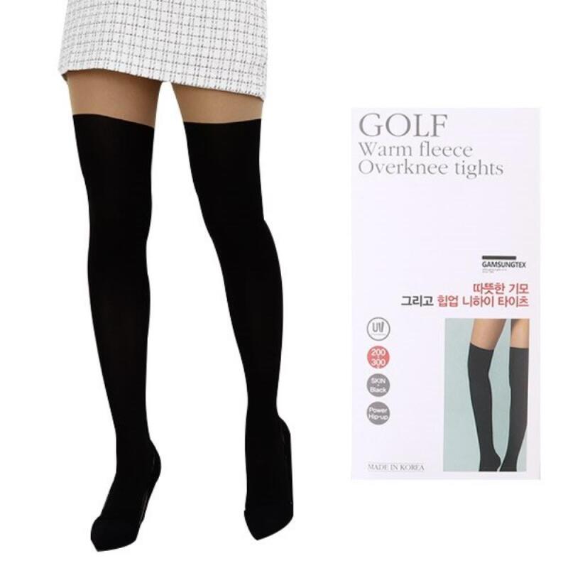 Women s Golf Fleece Over Knee Socks High Leggings WP26707_Black