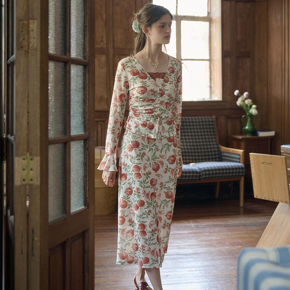 Simpeulleteulo Sr_Romantic Print Slip Dress