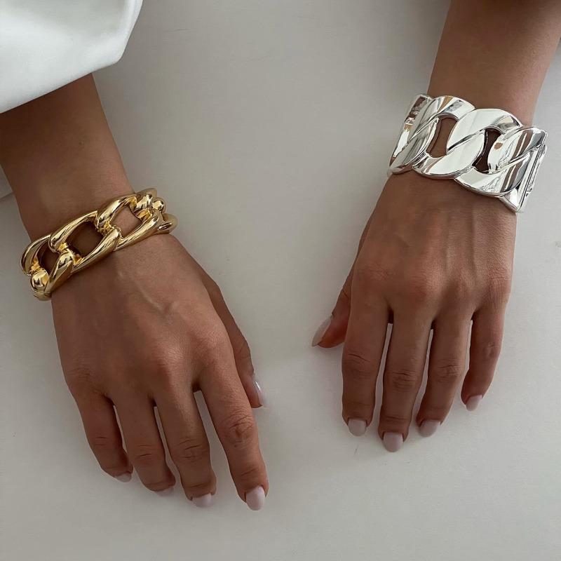 Jewelry Metal Wind Twist Bracelet Round Irregular Combined Electroplating Bracelet Exaggerated Wide Edition Hand