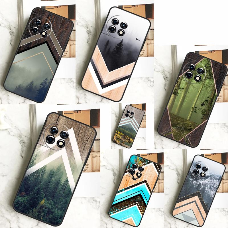 Forest Geometry Wood Nature Case For OnePlus 12R 12 11 9 10 Pro 10R 9R 8T 10T Nord CE 2 3 Lite 2T N10 N20 N30 CE4 Cover