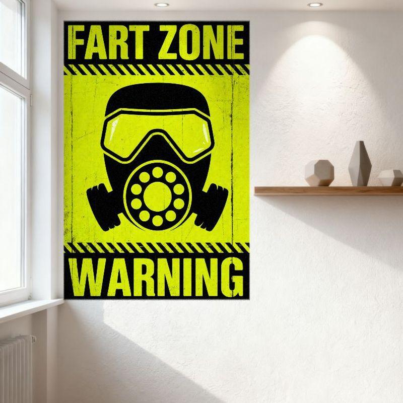 Fart Zone Warning Metal Tin Sign, Vintage Distressed Gas Mask Humor Sign for Bar Club Cafe Man Cave Home Decor, Funny Safety Haz