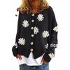 Women's Autumn-Winter Chrysanthemum Embroidered Knitted Cardigan - Casual, Simple, Fashionable, Elegant Sweater